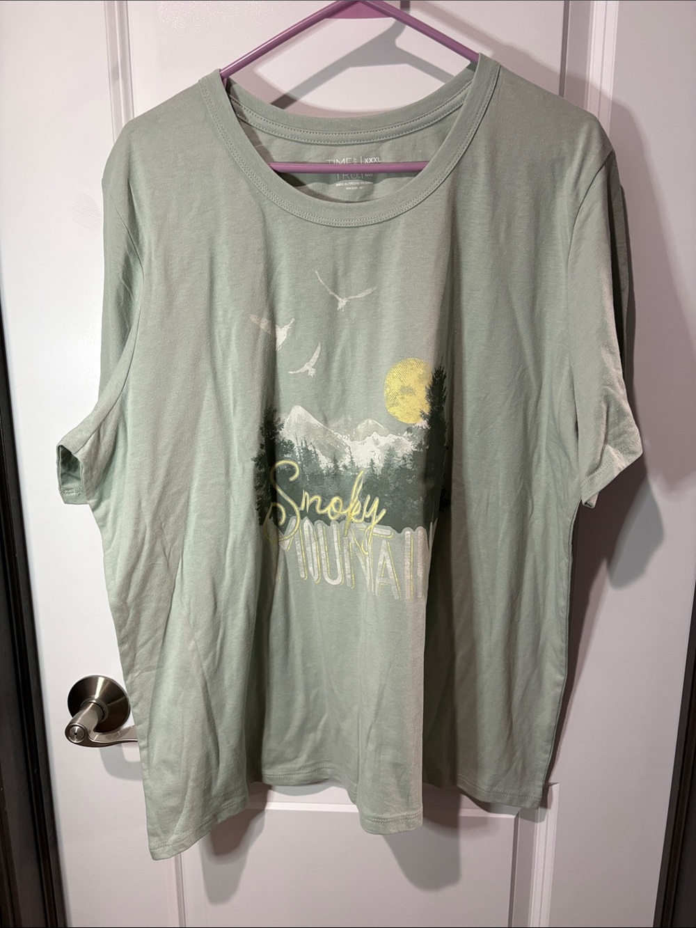 Time and Tru Sage Green Smokey Mountains Women's NWOT T-shirt
